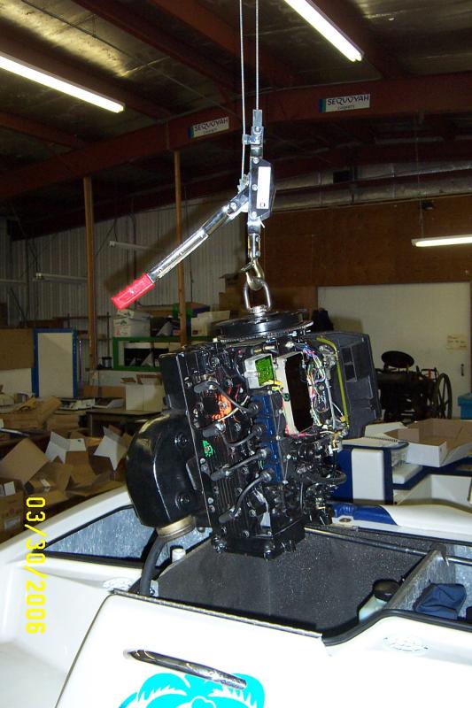 Mirage Jet Boat/Engine Rebuild/on hoist at work 3